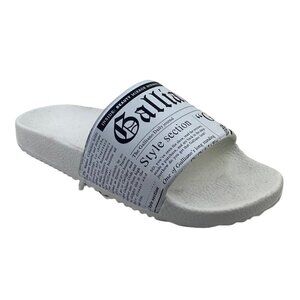 John GALLIANO Women's White Paris Gazette Newspaper Slides Sandals EU 39 US 9